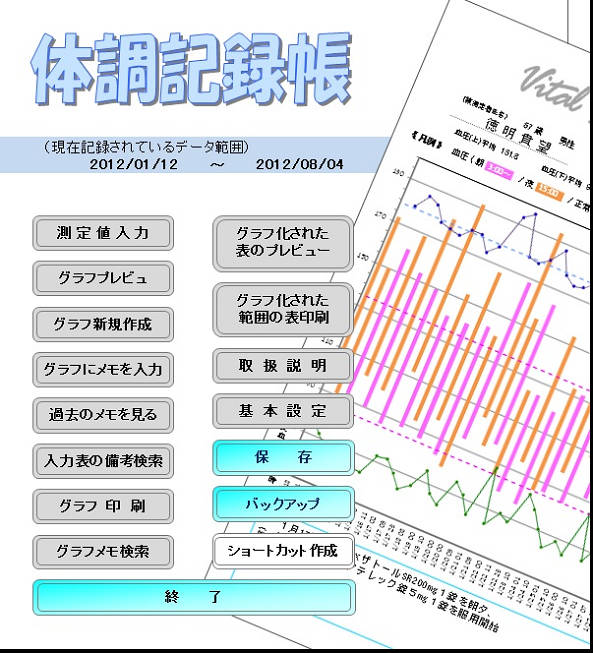 血圧測定記録管理表 バイタルグラフ